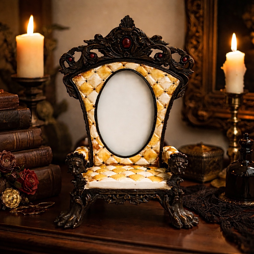 Milson & Louis Vintage Gothic Throne Picture Frame Ornate Baroque Chair